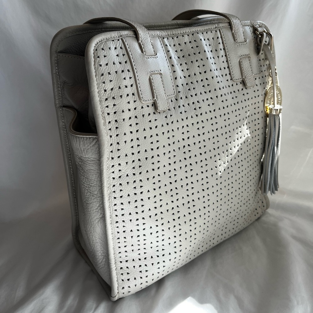 Isaac Mizrahi, supple stone leather tote.